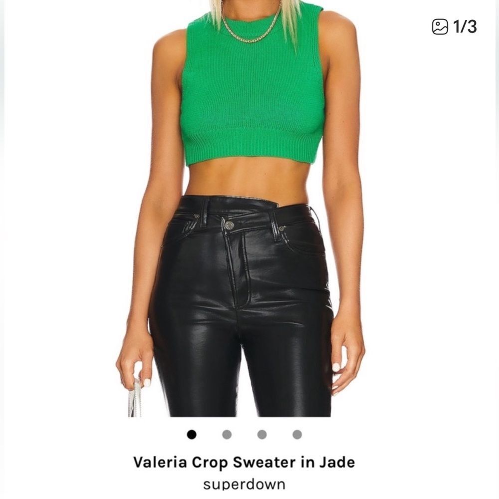Superdown Valeria Crop Sweater in Jade | Size M